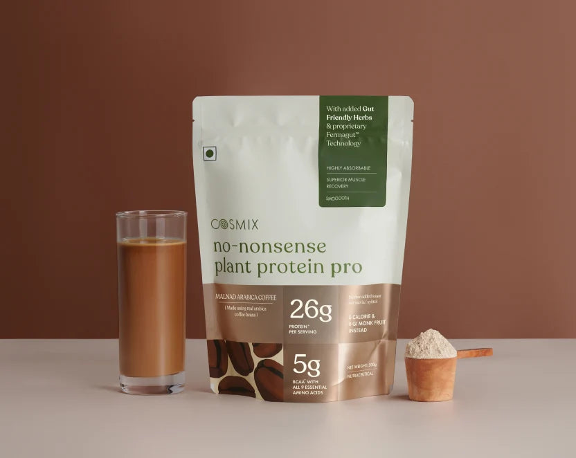 Protein Powder | Malnad Arabica Coffee Pro (Made Using finest Arabica Coffee Beans) - 26gm Protein Per Serving - Vegan, Gluten Free, Soy Free, No Trans Fat, No Added Sugar, Gums, Enzymes & No Added Artificial Flavours - Cosmix -500gm