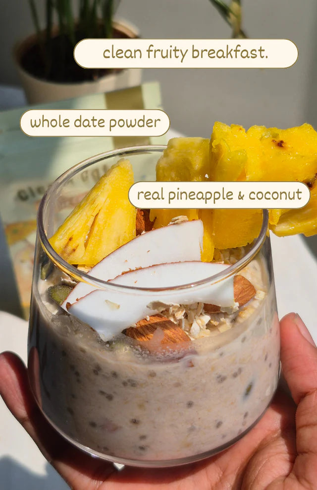 Clean Oats (Pina Colada)- Freeze Dried Fruit &amp; Date Sweetened- 100% Wholefood, Plant Based -No additives , No emulsifiers, No Added Oils , No Syrups – Safe Bee – 60gm