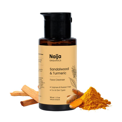 Oil | Face Cleanser with Sandalwood &amp; Turmeric Oil - Made With 100% Essential Oils  – 100% Vegan, Sulphate Free, Cruelty-Free, – Naija Organics– 50ml