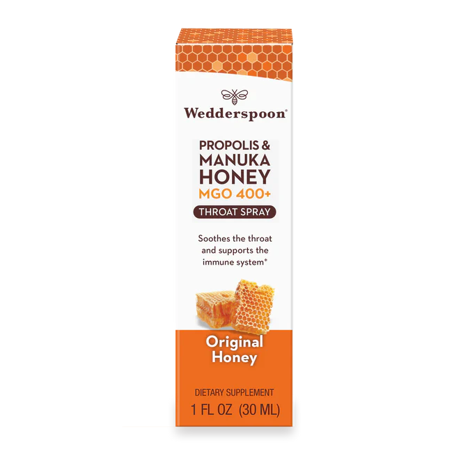 Propolis and Manuka Honey - MGO 400+ - Throat Spray - Original Honey - Natural Flavoured - Wedderspoon - 30ml