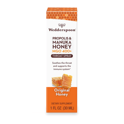 Propolis and Manuka Honey - MGO 400+ - Throat Spray - Original Honey - Natural Flavoured - Wedderspoon - 30ml