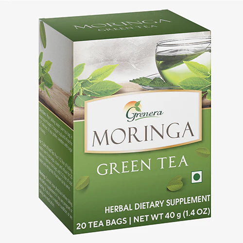 Tea | Moringa Green Tea - Caffeine Free-No Artificial Flavours, Colours, or Preservatives - Grenera - 25 Tea Bag