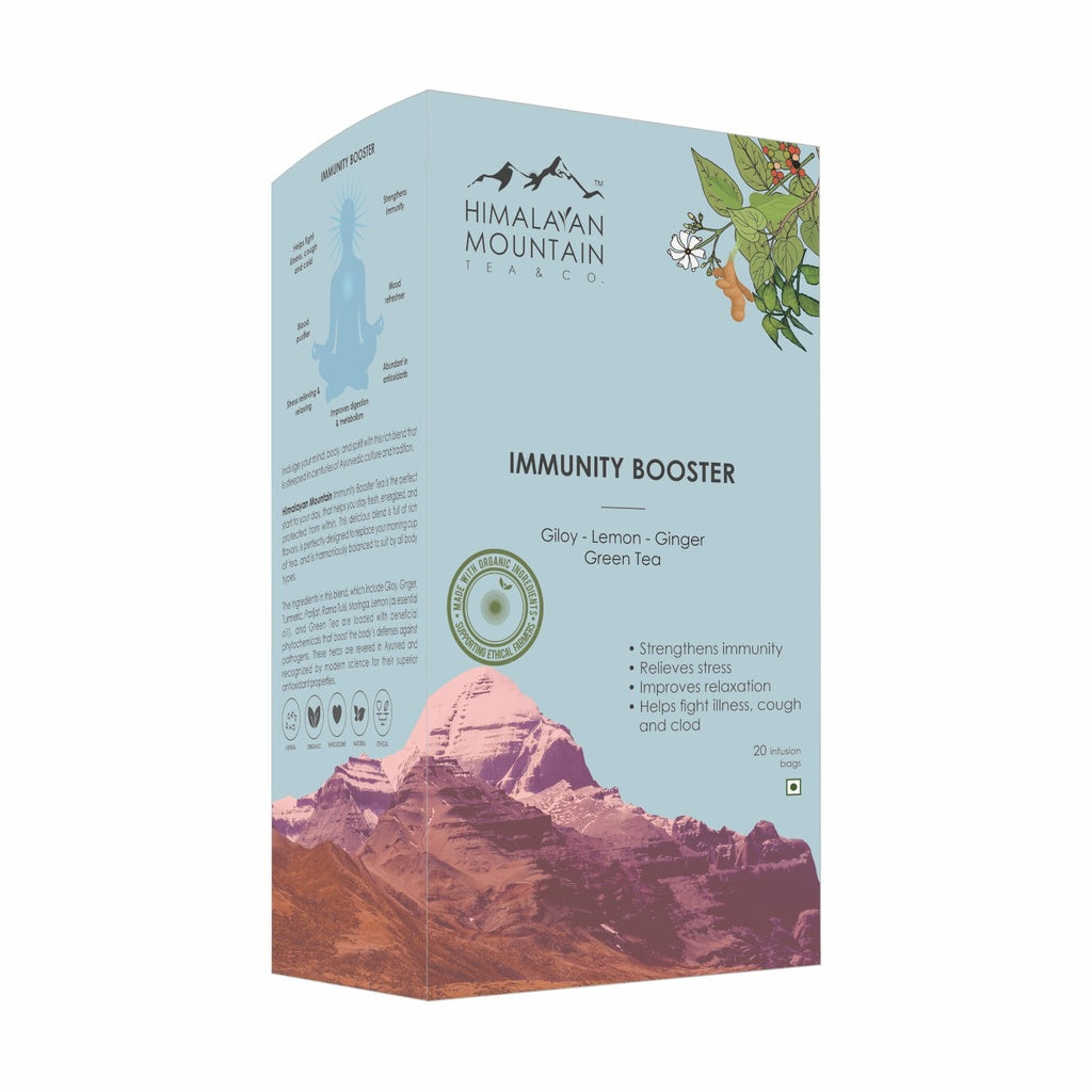 Tea | Giloy - Lemon - Ginger (Green Tea) - Immunity Booster Tea - Made With Ethical &amp; Natural Herbs - Himalayan Mountain – 1.60g x 20 Infusion Bag