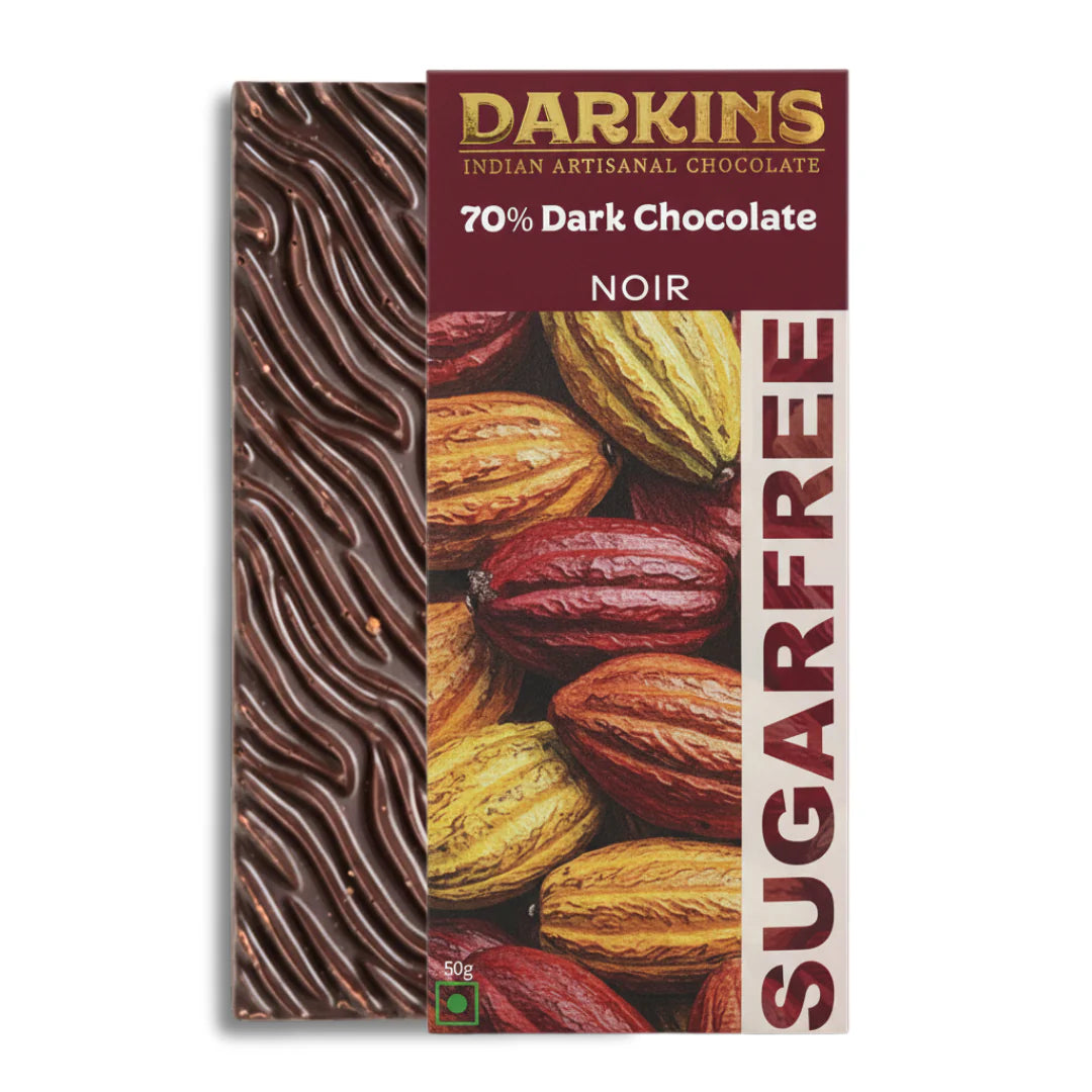 Dark Chocolate | 70% Dark Chocolate Noir – Vegan &amp; Gluten Free- No Palm Oil - Darkins – 50gm