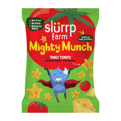 Mighty Munch Tangy Tomato - No Maida &amp;amp; Low Salt - Slurrp Farm - 20gm