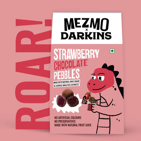 Chocolate | Strawberry Chocolate Pebbles (Made With Natural Fruit) – No Artificial Colours & No Preservatives – Mezmo Candy – 40gm