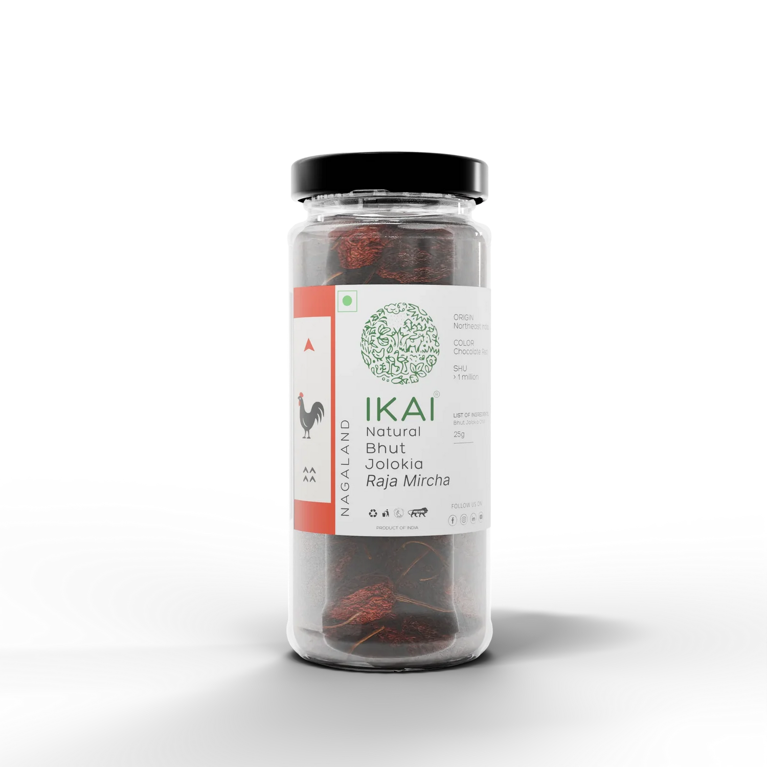 King Chilli  |Natural Bhut Jolokia (Raja Mircha) -Regional Speciality Nagaland   - No Preservatives- Ikai Organic – 25gm