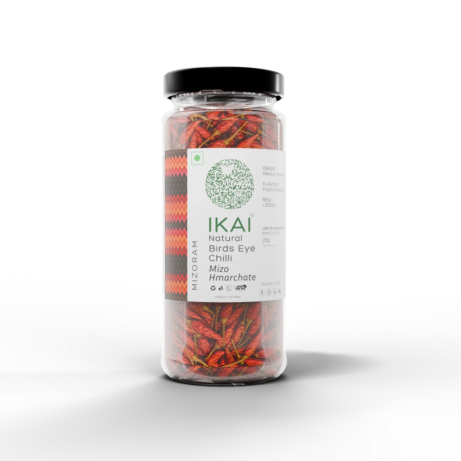 King Chilli | Natural Bird’s Eye Chilli -Mizo Hmarchate -Regional Speciality-Mizoram , Exotic - No Preservatives- Ikai Organic – 25gm