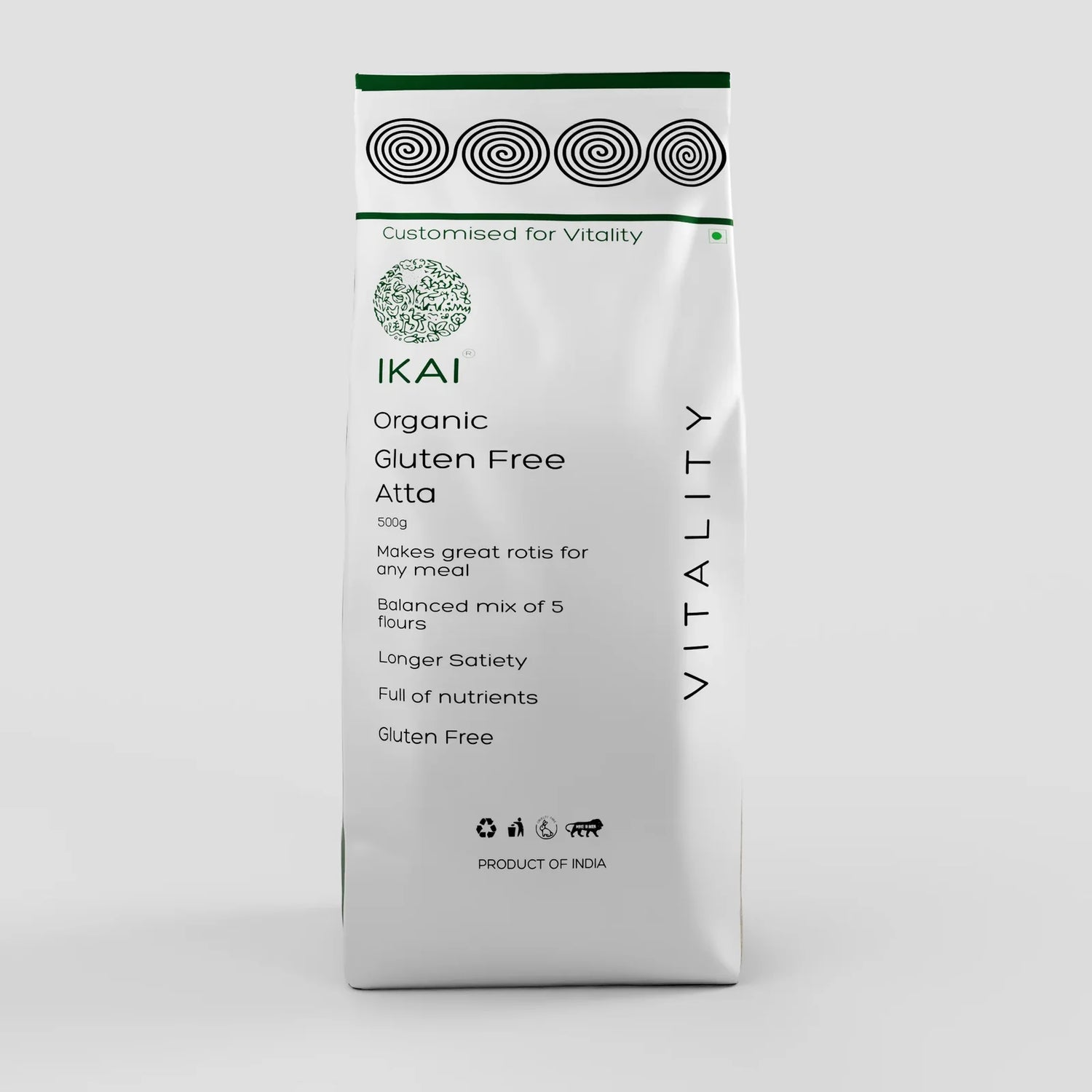 Flour | Organic Gluten Free Atta - Naturally Gluten Free ,Flour Mix - Customised for Vitality -No Preservatives- Ikai Organic – 500gm