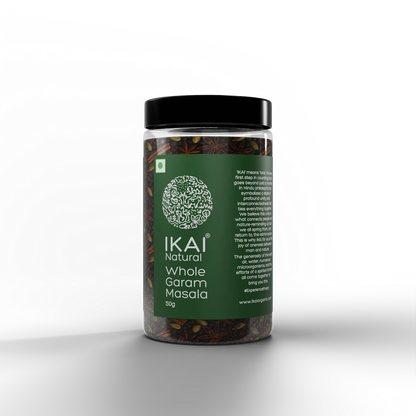 Masala |Natural Whole Garam Masala - Spice Mix , Medicinal - Pure ,Aromatic  - No Preservatives- Ikai Organic – 50gm