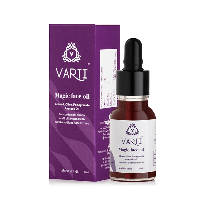 Face Oil | Magic Face Oil (Blended In Almond, Olive, Pomegranate And Olive Oil) - 100% Organic – Parabens Fee , Silicone Free, No Fillers, No Mineral Oils & No Added Synthetics Or Additives – Varti Ayurvedz – 10ml