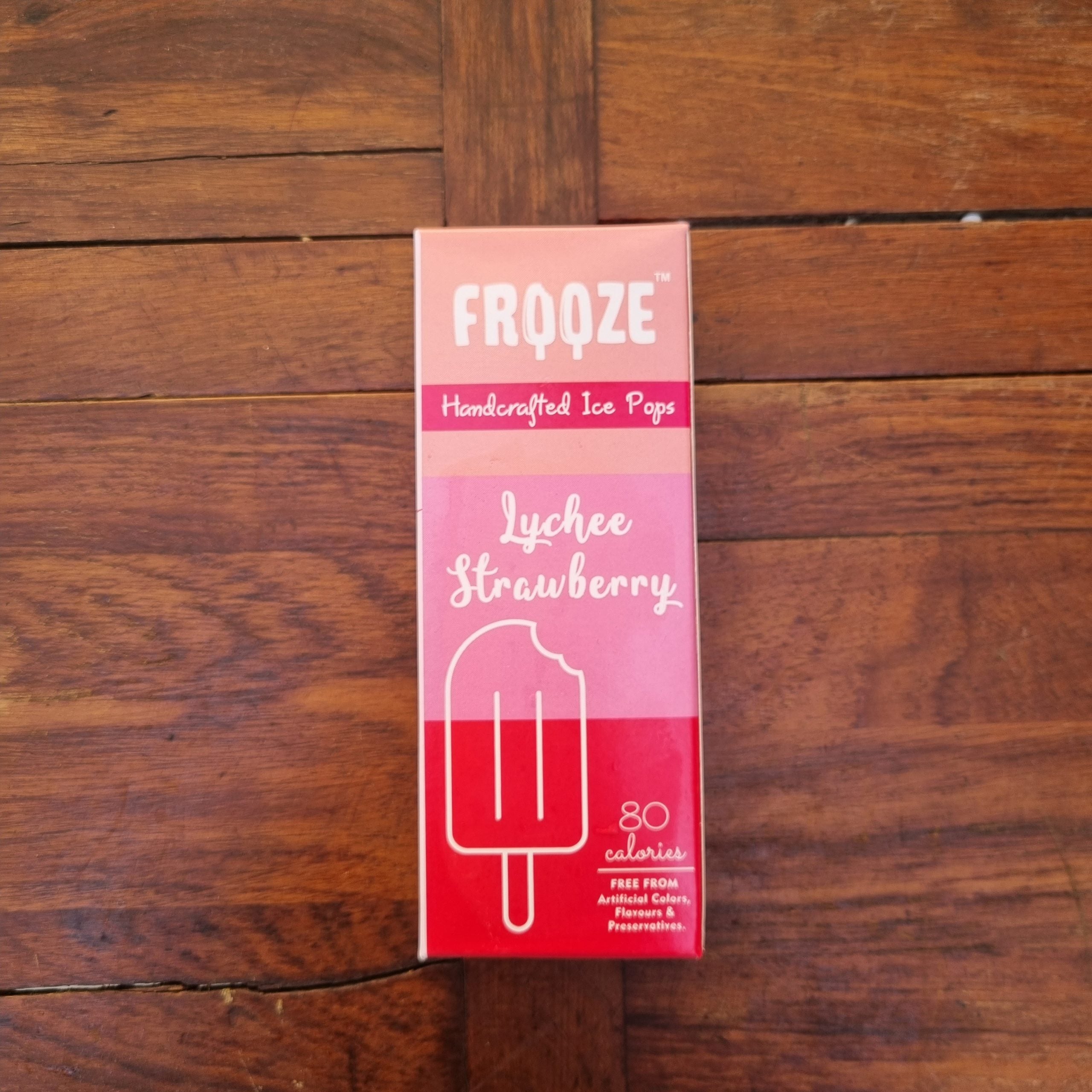 Lychee Strawberry Ice Cream |  80 Calories - All Natural - Vegan, No Added Preservatives, Artificial Flavors &amp;amp; No Added Emulsifiers - Frooze - 50gm