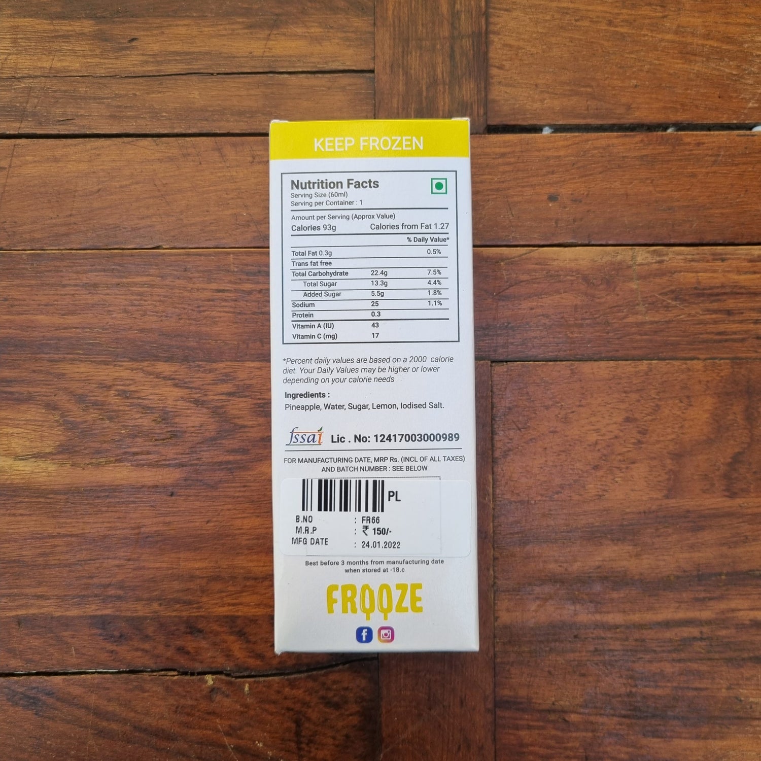 Pine Lime Ice Cream | 93 Calories - All Natural – Vegan, No Added Preservatives, Artificial Flavors &amp;amp; No Added Emulsifiers - Frooze - 50gm