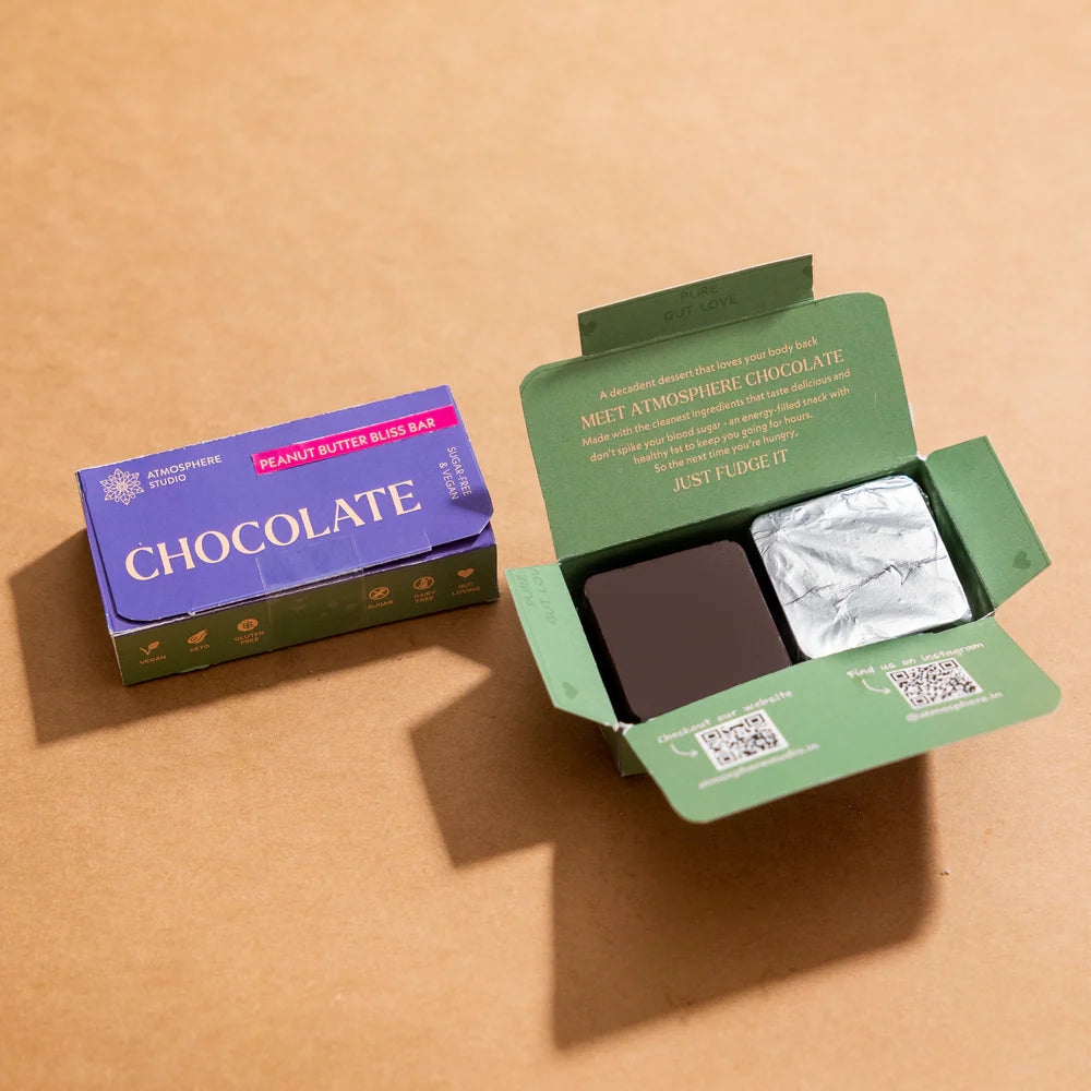 Fudge | Chocolate Peanut Butter Bliss Bar Fudge -Gluten Free, Vegan, Keto, Guilt-free Sugar Free &amp;amp; Dairy Free - Atmosphere - 48gm