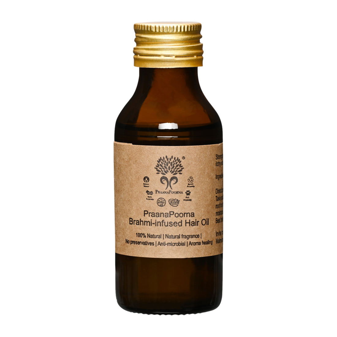 Hair Oil | Brahmi Infused - Plant Based - Praanapoorna - 75ml