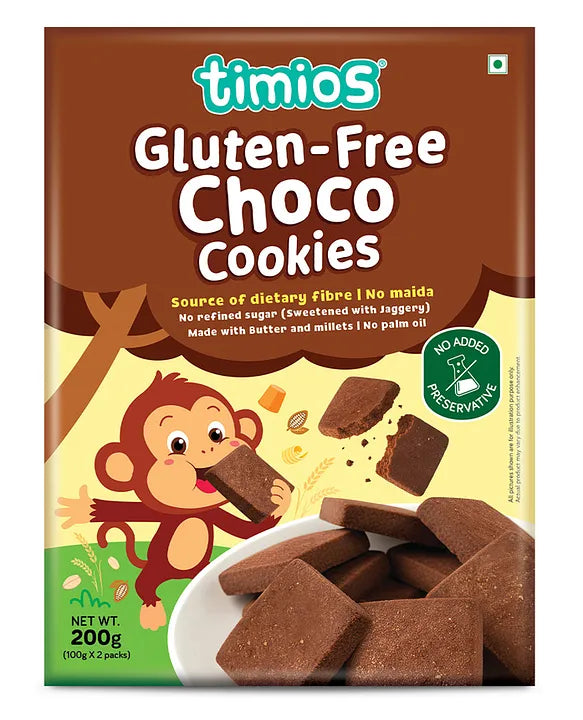 Cookies | Gluten Free Choco Cookies- Made With Butter &amp; Millets – No Maida, No Palm Oil, Refined Sugar - Timios - 200gm