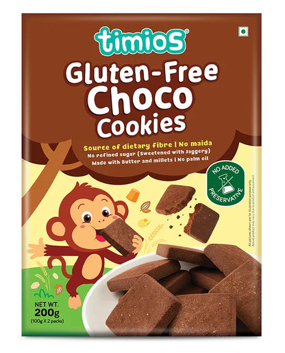 Cookies | Gluten Free Choco Cookies- Made With Butter &amp; Millets – No Maida, No Palm Oil, Refined Sugar - Timios - 200gm