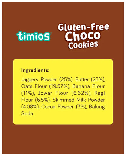 Cookies | Gluten Free Choco Cookies- Made With Butter &amp; Millets – No Maida, No Palm Oil, Refined Sugar - Timios - 200gm