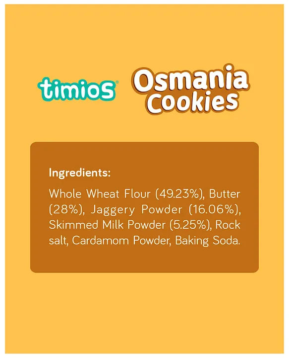 Cookies | Osmania Cookies -Made With Whole Wheat Flour and Butter –  No Refined Sugar, No Added Preservative - Timios - 200gm
