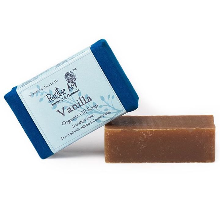 Soap | Oil Soap - Vanilla Enriched With Jojoba - Coconut Milk - Rustic Art - 100gm