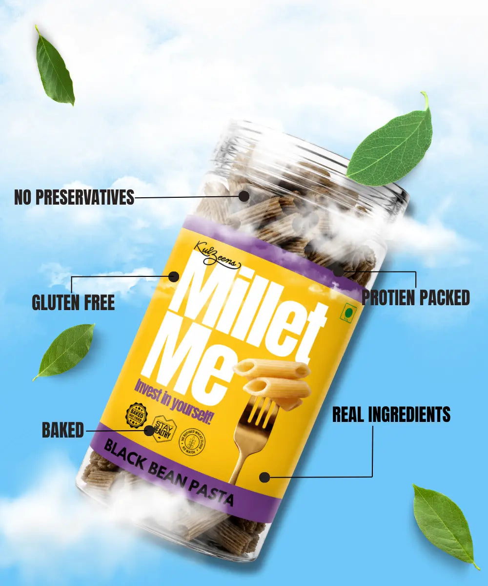 Pasta | Millet Me (Black Bean Pasta) -Exotic High Protein &amp; Keto Style-Gluten Free,- No maida, No wheat, No Artificial Additives, No Preservatives – Kuizeens – 230gm
