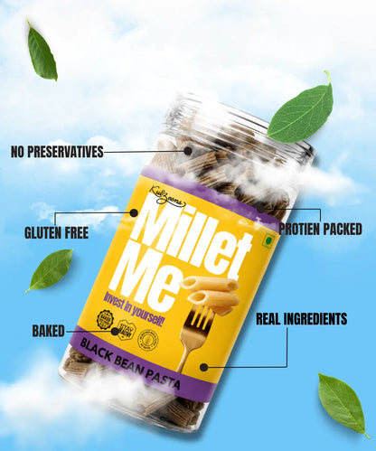 Pasta | Millet Me (Black Bean Pasta) -Exotic High Protein &amp; Keto Style-Gluten Free,- No maida, No wheat, No Artificial Additives, No Preservatives – Kuizeens – 230gm