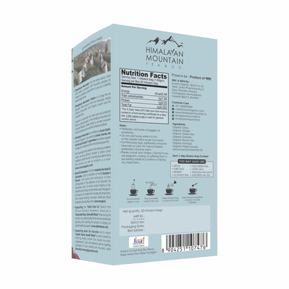 Tea | Giloy - Lemon - Ginger (Green Tea) - Immunity Booster Tea - Made With Ethical &amp; Natural Herbs - Himalayan Mountain – 1.60g x 20 Infusion Bag