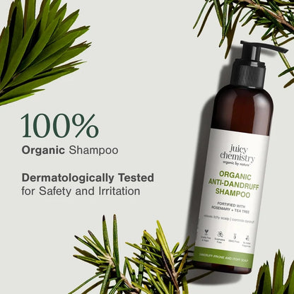 Shampoo | Anti- Dandruff (Rosemary &amp;amp; Tea Tree) - Handproduct - Relieves Itchy Scalp &amp;amp; Reduces Dandruff - Natural - Indian - Vegan, Cruelty Free, Gmo Free, No Synthetic Fragrances &amp;amp; Zero Dyes - Juicy Chemistry - 200ml