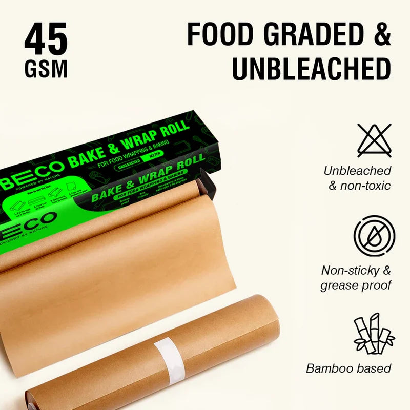 Bake &amp; Wrap Roll (Food Wrapping &amp; Baking) -Unbleached - Eco Friendly - Beco - 1 Roll (20 metre)