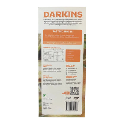 Dark Chocolate | 70% Dark Chocolate Almond Crunch (Sugarfree) – Vegan &amp; Gluten Free - Darkins – 50gm