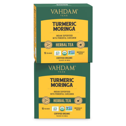 Turmeric Moringa Herbal Tea Tisane - Vahdam -  15Tea Bags