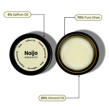 Lip Balm | Ghee &amp; Saffron -70% Ghee Rich- No Preservative , Cruelty free, Petro Chemical Free – Naija Organics– 10gm