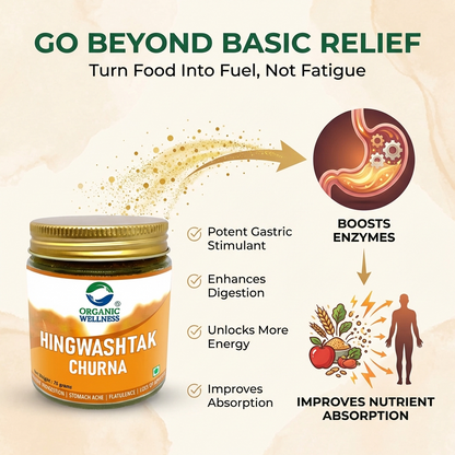 Hingwashtak Churna -Relive Indigestion-Effective Gastric Stimulant and Digestive Remedy-No Artificial Additives- Organic Wellness - 90 Vegetarian Capsules