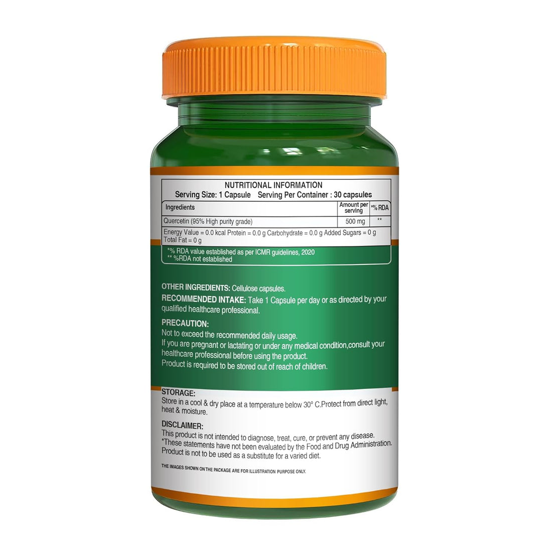 Quercetin | High Purity Extract – Supports Immune &amp; Antioxidant Health – Vegan, Non GMO, No Artificial Additives Pure Nutrition – 500mg – 30 Veg Capsules