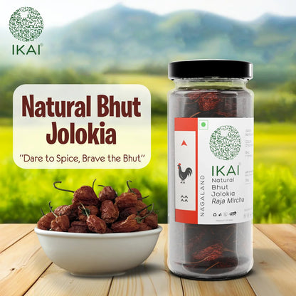 King Chilli  |Natural Bhut Jolokia (Raja Mircha) -Regional Speciality Nagaland   - No Preservatives- Ikai Organic – 25gm