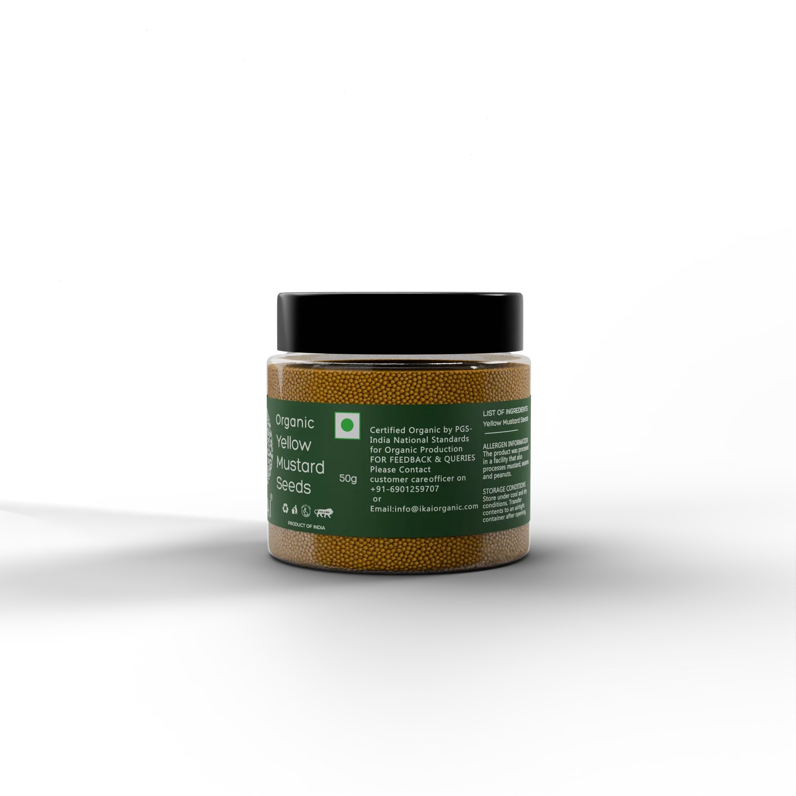 Seeds| Organic Yellow Mustard Seeds (Peeli Sarson-Vibrant Color ,Pungent- No Preservatives- Ikai Organic – 50gm