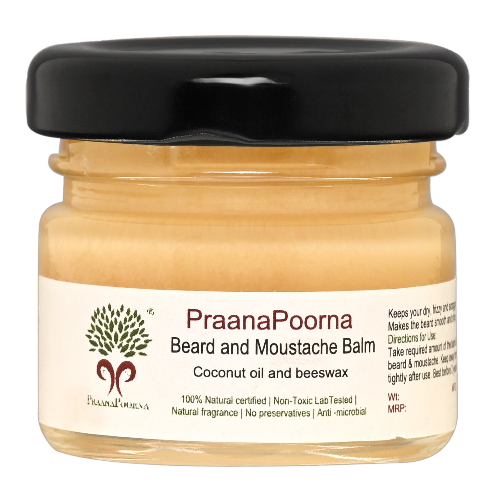 Beard and Moustache Balm - Natural &amp; Chemical Free - Praanapoorna – 25gm
