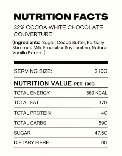 Chocolate | 33% Cocoa White Chocolate Creamy Couverture- Made in Kerala from Single - Origin Cocoa – Vegan -No Vegetable Oil, No Artificial Flavours- Cocoacraft – 210gm