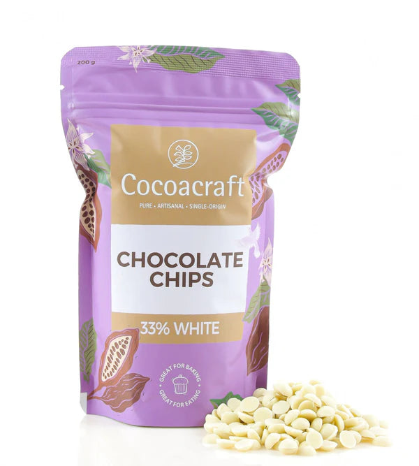 White Chocolate Chips | 33% White Chocolate - Chocolate Chips - No Preservatives, No Artificial Flavoring & No hydrogenated oils – Cocoacraft – 80gm