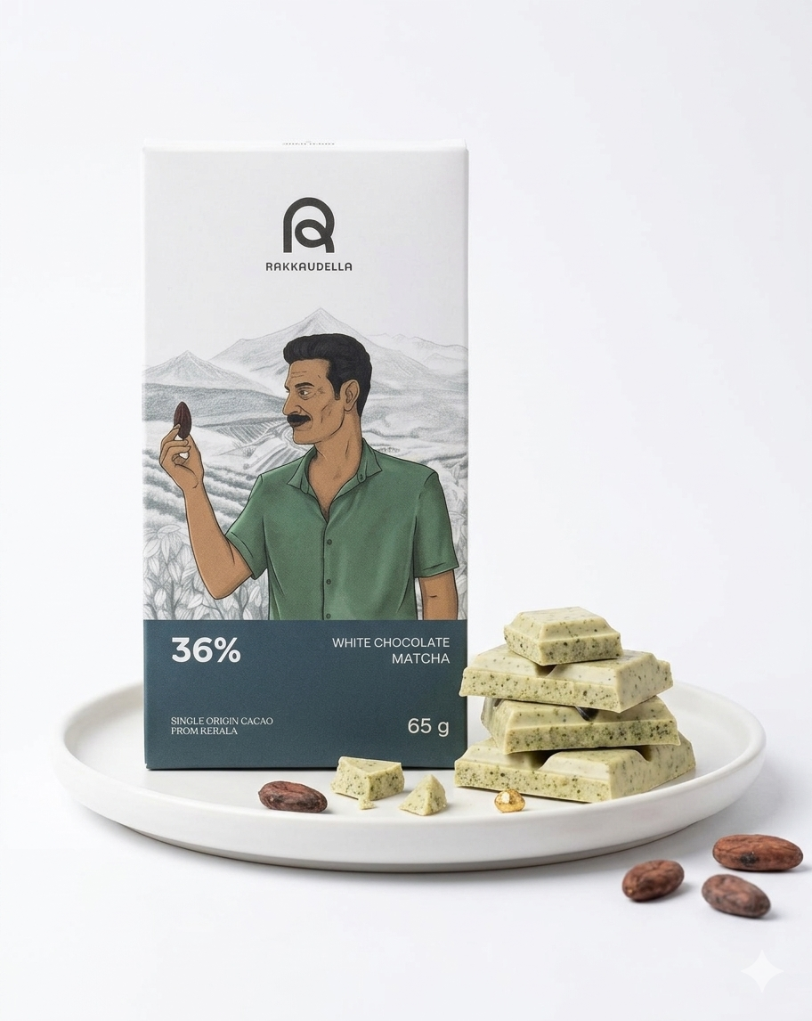Dark Chocolate | 36% White Chocolate Match - Single Origin Cacao from Kerala -Handcrafted Artisan Chocolate - Bean To Bar - Vegan -Rakkaudella- 65gm