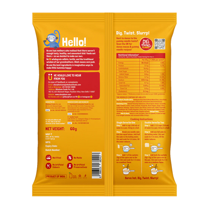 Noodles | Instant Millet Noodles - Magic Masala -Not Fried &amp; Zero Maida- No Artificial Preservatives &amp; Artificial Colours- No Trans Fat &amp;  Cholesterol - Slurrp Farm - 60 gm