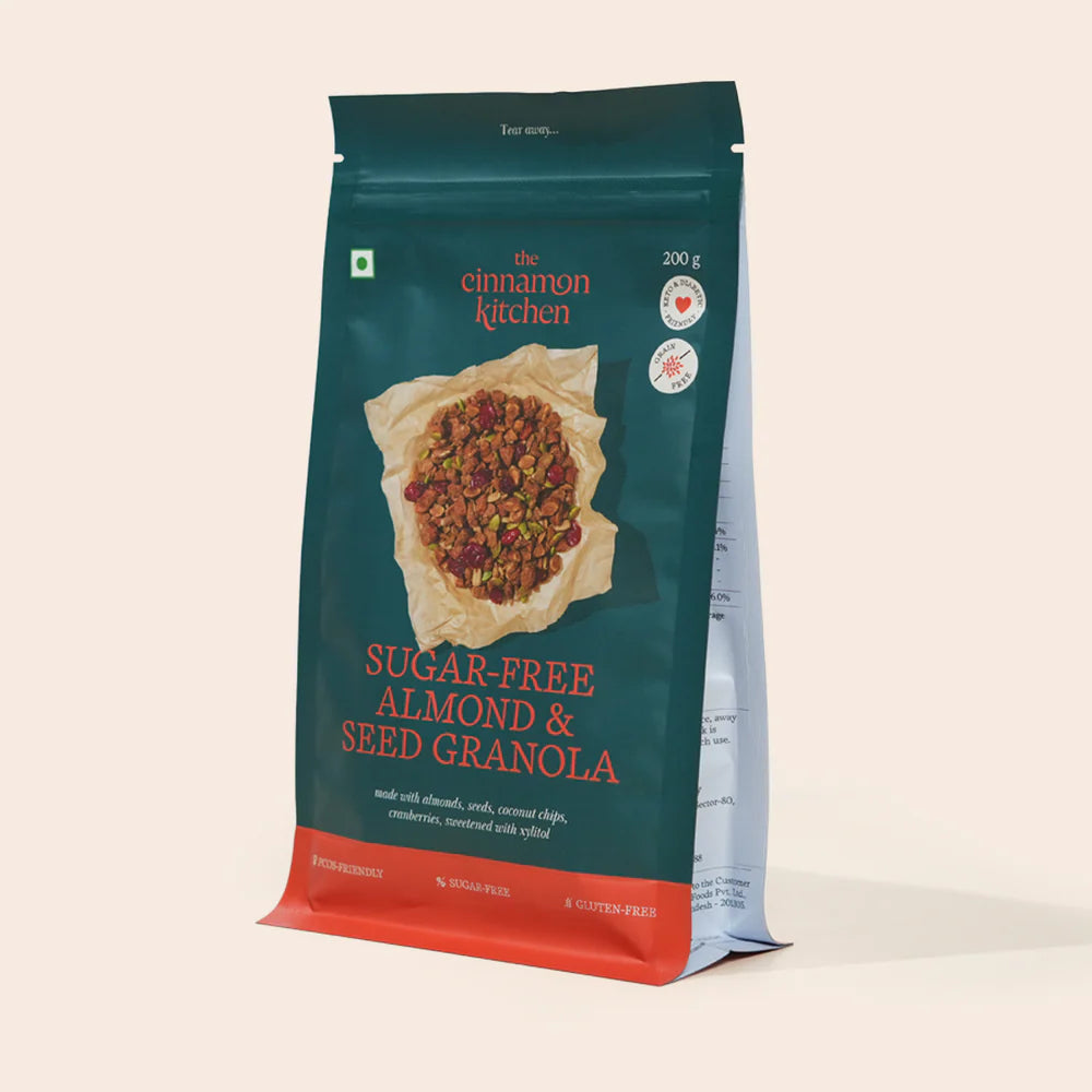 Granola | Sugar-Free Almond &amp; Seed Granola - Vegan, Gluten Free, Diabetic Friendly, Keto Friendly &amp; Pcos Friendly – The Cinnamon Kitchen – 200gm