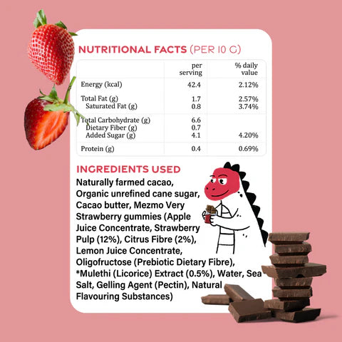 Chocolate | Strawberry Chocolate Pebbles (Made With Natural Fruit) – No Artificial Colours &amp;amp; No Preservatives – Mezmo Candy – 40gm