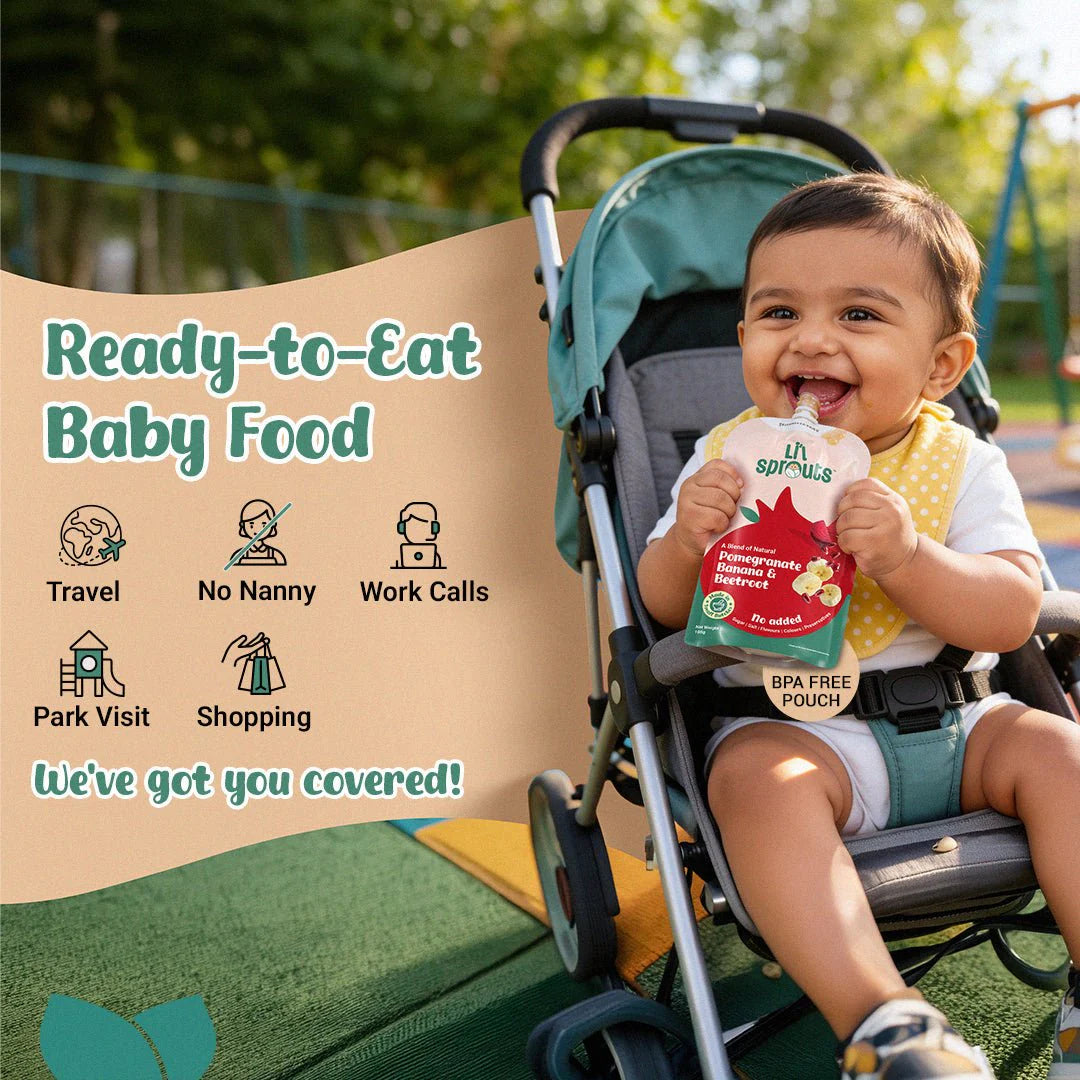 Puree | Spinach, Apple, Kiwi &amp; Makhana (8 Months +) - Blend of Natural - No Added Sugar, Salt, Flavours, Colours &amp; No Artificial Ingredients - Lil Sprouts - 100gm