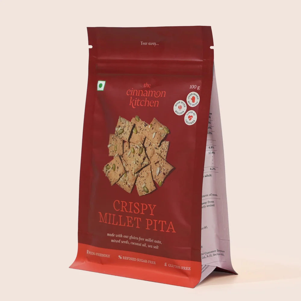 Crispy Millet Pita- Vegan, Gluten Free- Made With Millets, Oven Baked Not Fried  No Maida, Dairy &amp; Preservatives   - The Cinnamon Kitchen - 100gm