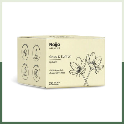 Lip Balm | Ghee &amp; Saffron -70% Ghee Rich- No Preservative , Cruelty free, Petro Chemical Free – Naija Organics– 10gm