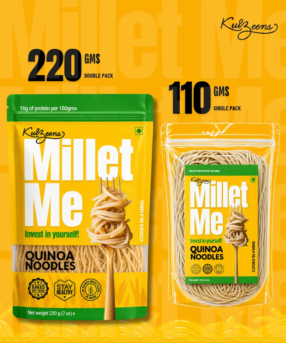 Noodles| Millet Me (Quinoa Noodles) -Complete Protein &amp; Premium Superfood-Gluten-Free, Vegan-No Artificial Additives, No Preservatives – Kuizeens – 220gm