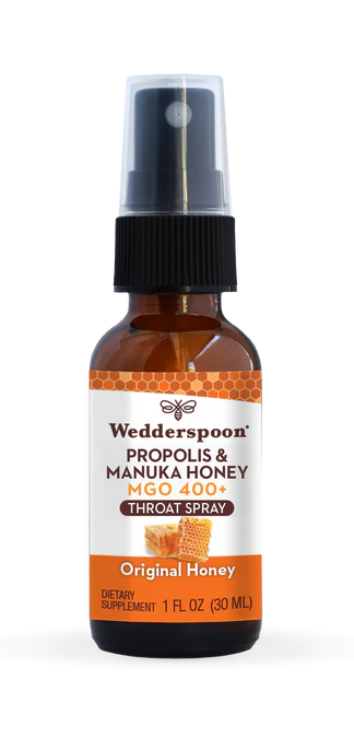 Propolis and Manuka Honey - MGO 400+ - Throat Spray - Original Honey - Natural Flavoured - Wedderspoon - 30ml