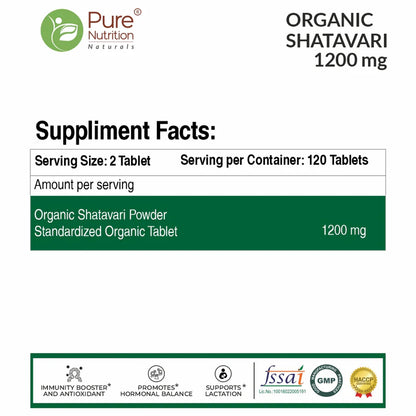 Shatavari | Boosts Immunity, Digestion, And Supports Women’s Hormonal And Reproductive Health – Pure Nutrition – 1200mg – 120 Tablets