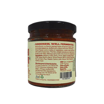 Mirchi Kimchi | Traditionally Fermented Jalapeno Pepper (Made With Jolokia) – Spicy – Raw – Real – Natural – No Added Vinegar &amp; Preservatives Free – Bombucha – 150gm